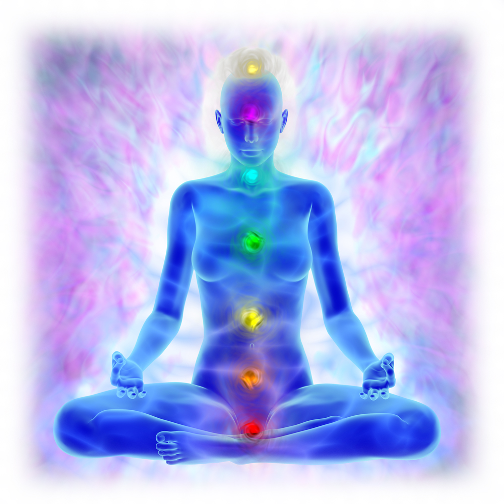 seven chakras energy graphic woman